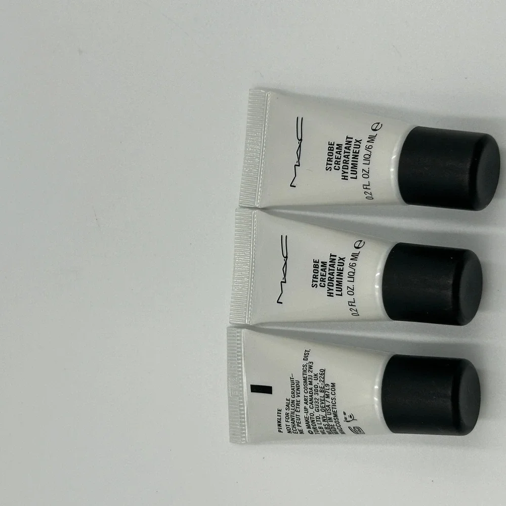 MAC Strobe Cream Unisex 0.2oz Pinklite New 3-Piece Travel Size Hydratant Set